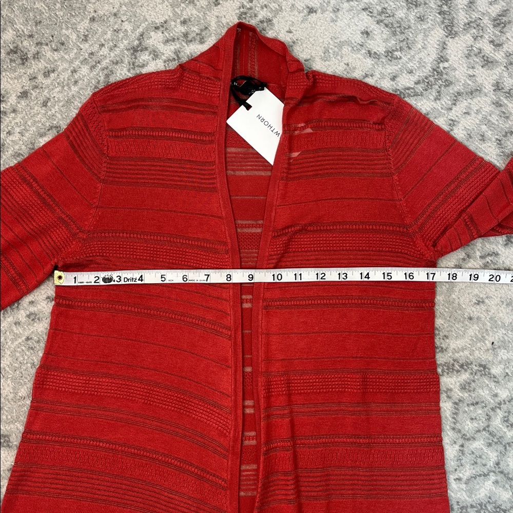 41 HAWTHORN CARDIGAN RUST COLOR LIGHTWEIGHT KNIT WITH SHEER STRIPES SZ MED NWT - Picture 12 of 13
